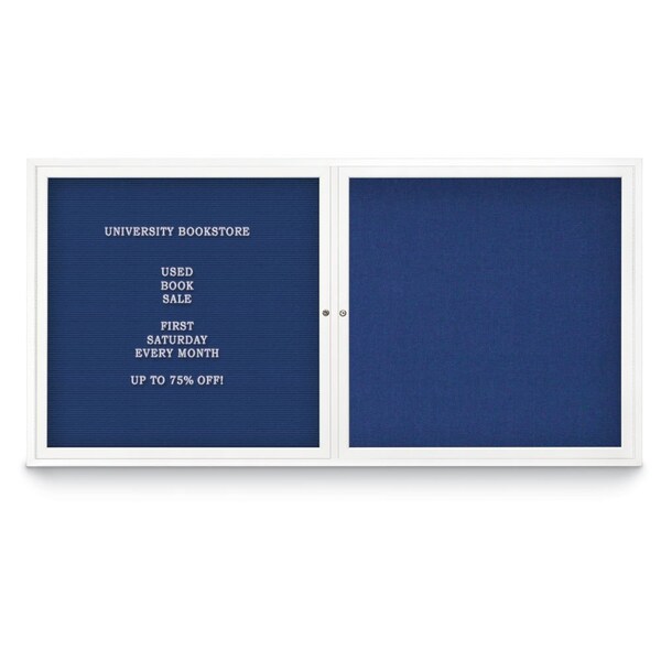 United Visual Products Corkboard, Single Door, Radius Frame, 18x24", Satin/Buff UV7000-SATIN-BUFF - main